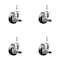Service Caster 3 Inch 316SS Black Polyurethane Swivel 3/8 Inch Threaded Stem Caster Set Brake SS316TS20S314-PPUB-BLK-TLB-381615-4 - alternate 1